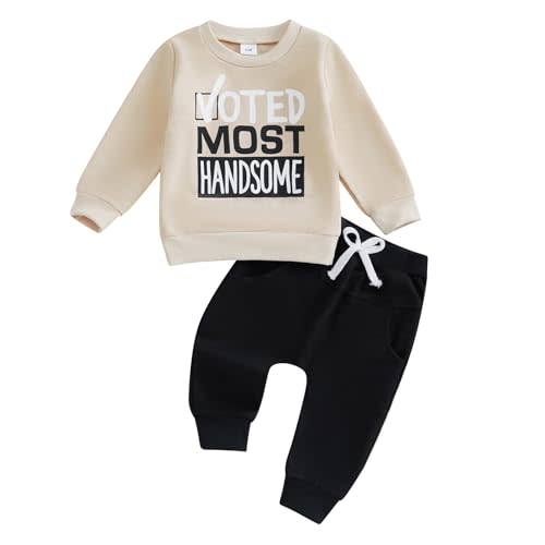 Toddler Baby Boy Fall Winter Clothes Mamas Little Boy Outfit Letter Long Sleeve Sweatshirts and Jogger Pants Set