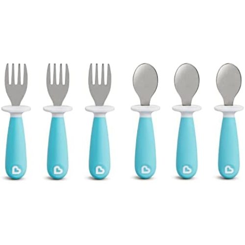Munchkin 6 Count Raise Toddler Forks and Spoons, Blue, 12+