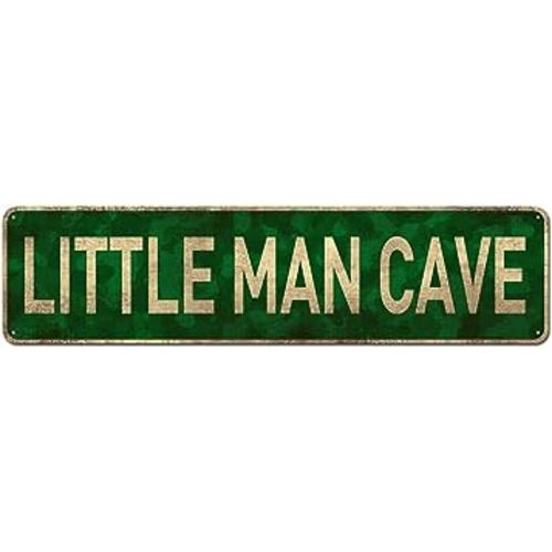 Little Man Cave, Toddler Boy Room Décor, 4" x 16" Decoration Wall Sign, Kids Room Signs For Door, Boy Décor for Bedroom, Boys Only Sign for Room Boys