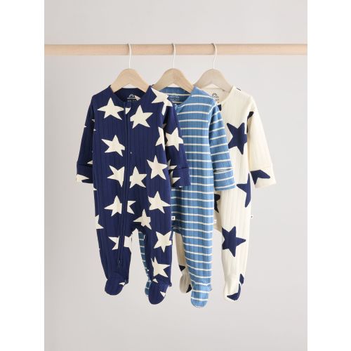 Navy Star Sleepsuits 3 Pack (0mths-2yrs)