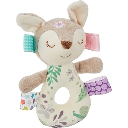 Taggies Embroidered Soft Ring Rattle, Flora Fawn