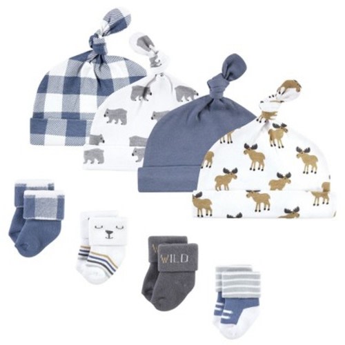 Hudson Baby Infant Boy Cap and Socks Set, Woodland, 0-9 Months