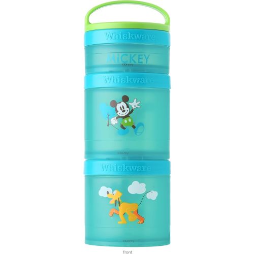 Whiskware Disney Stackable Snack Containers for Kids and Toddlers, 3 Stackable Snack Cups for School and Travel, Mickey and Pluto