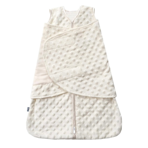 HALO Sleepsack Swaddle, 3-Way Adjustable Swaddle Blanket, TOG 3.0, Velboa, Cream Plush Dots, Small, 3-6 Months