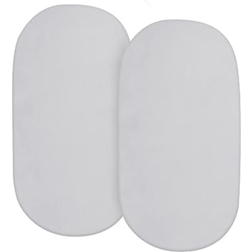 Bassinet Sheets Fit for Rectangle, Hourglass or Oval Bassinet Mattress (32" x 17"), Universal Fitted Sheet Set for Various Cradle and Bassinet Mattress Pad, 2 Pack, Grey