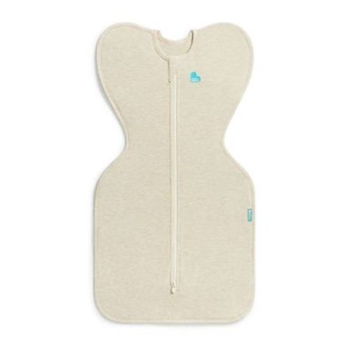 Love to Dream Baby Swaddle Up Sleep Sack - Cotton 1.0 TOG Cap Sleeve Wrap - Oatmeal - NB: Two-Way Zipper, Breathable Fabric, Extra Room in Hip.