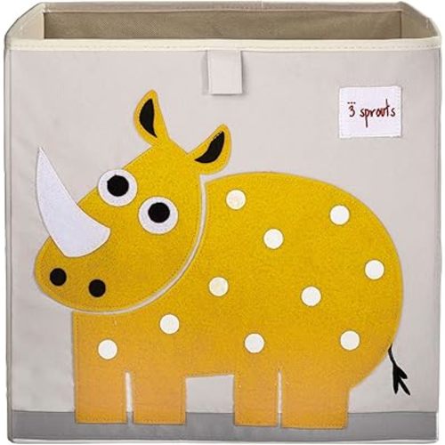 3 Sprouts Toy Storage Cube Bin, Foldable Storage Box, Rhino