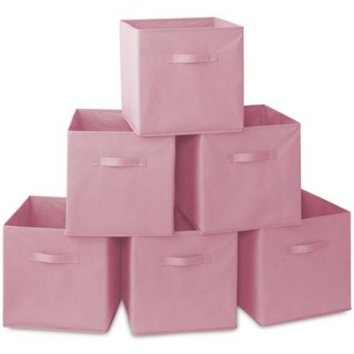 Casafield Set of 6 Collapsible Fabric Storage Cube Bins, Multicolor - 13" Foldable Cloth Baskets for Shelves and Cubby Organizers