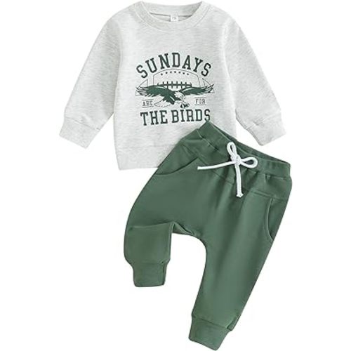 Toddler Baby Football Outfits Sundays are for The Birds Sweatshirt Top Pants Set Cute Fall Clothes