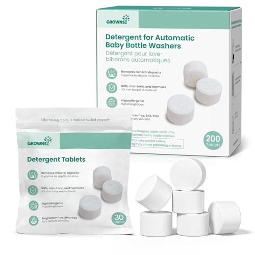 GROWNSY Detergent Washing Tablets 200PCS for Momcozy, Baby Brezza, Papablic Bottle Washer, Compatible with All Brands Baby Bottle Washers
