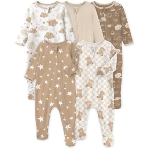 Yoofoss Baby Sleepers 5 Pack 100% Organic Cotton, Girl Boys Newborn Pajamas