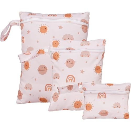 Happy Flute 3 Set Wet Bag Storage Bag Zipper Waterproof Washable Travel Bags, Beach, Pool, Gym Bag for Cloth Diaper, Swimsuits & Wet Clothes(EF612)