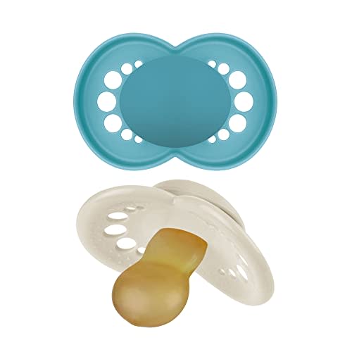MAM Original Latex Pacifiers, Binky Pacifier for 6-16 Months, Natural Rubber Nipple, Made from Bio-Circular Materials, Easy to Clean, with Sterilizer Case, 2 Count Binkies