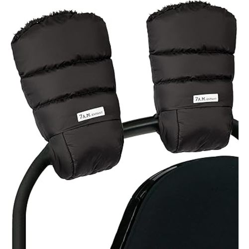 7AM Enfant Stroller Warmmuffs Gloves - Anti-Freeze Stroller Mittens for Handlebars, Water Repellent Hand Warmer Muff for Cold Weather, Plush Lined Stroller Warmmuffs | Winter Stroller Accessories