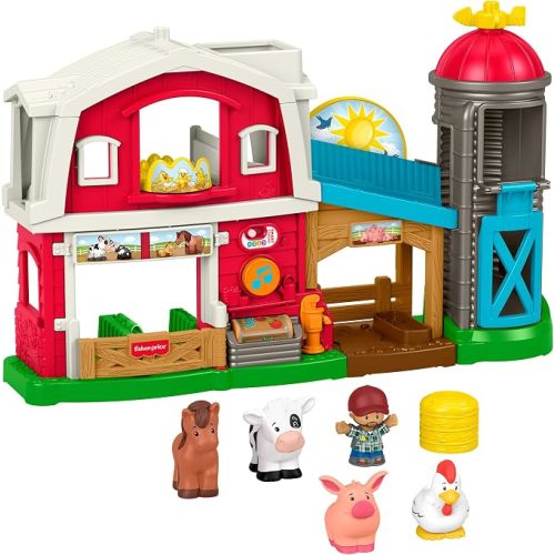 Fisher-Price Little People Caring for Animals Farm Electronic Interactive playset with Smart Stages Learning Songs for Toddlers Ages 1 and up (Amazon Exclusive)
