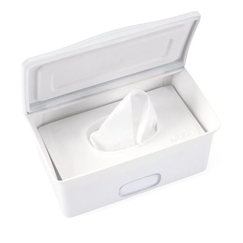 Ubbi Baby Wipes Dispenser | Baby Wipes Case | Baby Wipes Holder with Weighted Plate, Keeps Wipes Fresh and Non-Slip Rubber Feet, White
