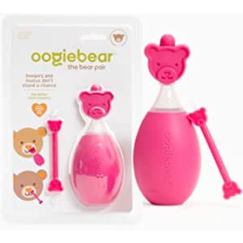 Amazon.com: oogiebear Bear Pair — The Safe Baby Booger Cleaner and Nose Sucker Duo | Bulb Aspirator and 2-in-1 Nose and Ear Wax Cleaner | Latex and BPA Free - Raspberry : Baby