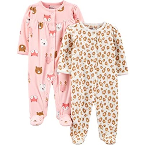 Simple Joys by Carter's Baby Girls' Fleece Footed Sleep and Play, Pack of 2