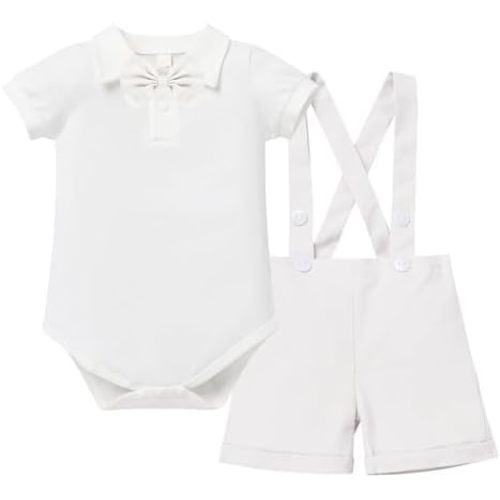 Baby Boys Formal 1st Birthday Onesie Gentleman Outfits Wedding Suit Cake Smash Bowtie Baptism Clothes