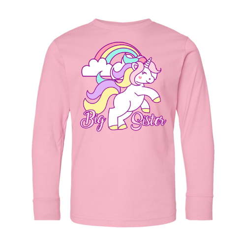 Inktastic Big Sister Unicorn Long Sleeve Youth T-Shirt