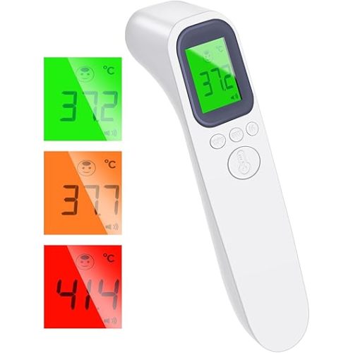 Digital Infrared Thermometer for Adults & Kids with Fever Alarm, 2 x 32 Memory Function, Fast & Accurate Temperature Reading, Reliable Baby Thermometer for Home Use