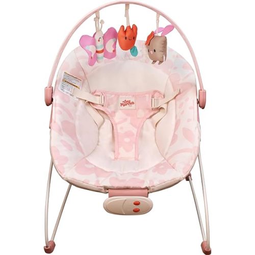 Baby Bouncer – Baby Bouncer seat, Infants Bouncy Seat with Music & Sensory Toys, Machine Washable Seat Pad Indoor Infant Seat, Ideal for Newborns 0-6 Months, 20lbs (Pink Floral)