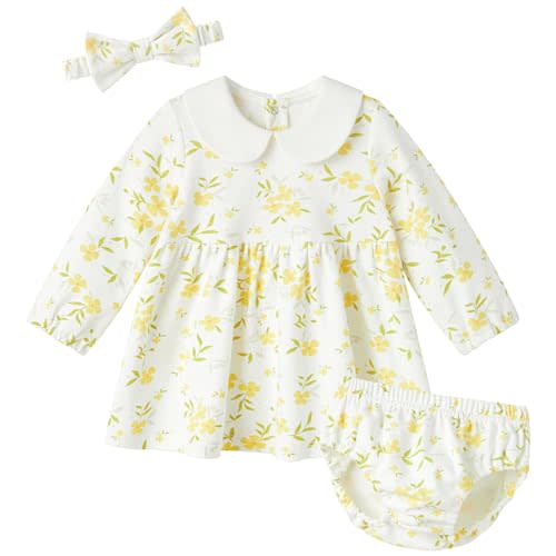 pureborn Baby Toddler Girl Dress with Bloomer Short and Long Sleeve Playwear Dress with Diaper Cover