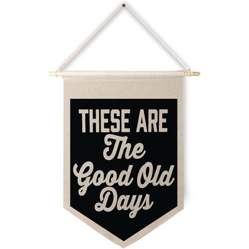 Qpenm These Are The Good Old Day Vintage Hanging Wall Canvas Banner,Inspirational Hanging Pennant Flag Prints,Vintage Classroom Decor,Positive Wall Decor Poster For Home Office,Vintage Classroom Decor