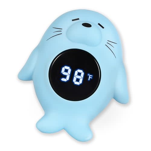 Baby Bath Thermometer & Room Thermometer for Infants - Bath Tub Water Temperature Thermometer with Safety Temp Warning - Otter Floating Bath Toy for Girls Boys Newborn Kids