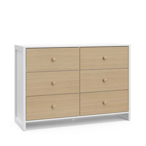 (Color: White with Driftwood) Storkcraft® Calabasas™ 6 Drawer Dresser