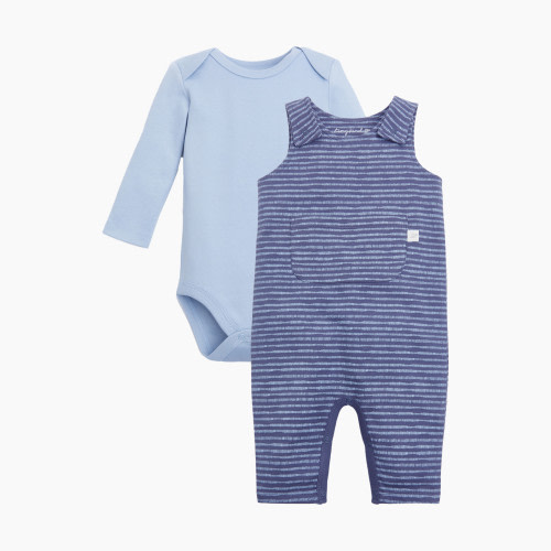 Tiny Kind Long Sleeve Bodysuit and Overall Set - Dash Stripe, 6-9 M