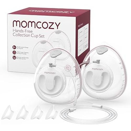 Momcozy Milk Collection Cups Hands-Free, Lightweight & Discreet Collection Cup Set with 19/21/24mm Flange Sizes, Compatible with Momcozy V1/V2 Breast Pump Electric, 2 Pack