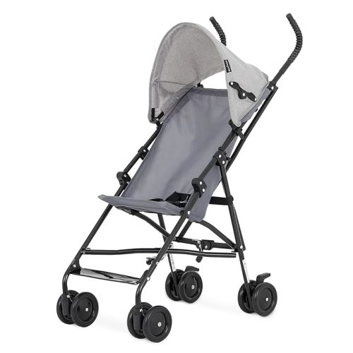 Dream On Me Aero Travel Umbrella Stroller, One-Hand Quick Fold, 3-Point Safety Harness, Dual Brakes, Adjustable Removable Canopy, Lightweight Compact & Space-Saving, for 6 to 36 Months – Grey