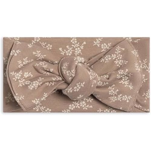 Colored Organics Baby Organic Cotton Hattie Bow Wrap Headband - Joanne Floral/Taupe