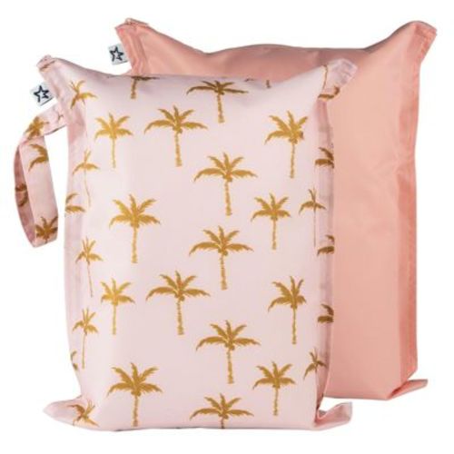 Tiny Twinkle Mess-Proof Waterproof Washable Baby/Toddler Wet Bags for Diapers, Swimsuits and Travel (Cotton Candy)