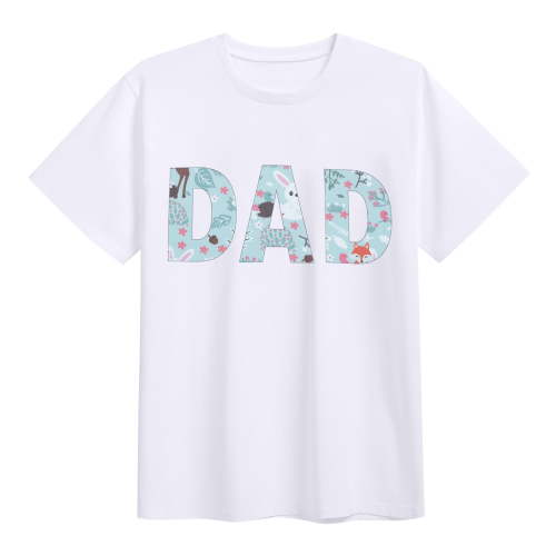 FYMNSI Dad Letter Printed Tee Shirts for Men Casual Short Sleeve Tops Men Summer Crew Neck Loose T-Shirt (Dad L)
