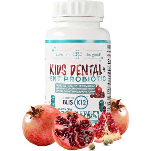 Children's Dental Probiotic Chewables - Digestive & Immune Support - Oral Probiotics for Healthy Teeth and Gums, Bad Breath & ENT Support - Cherry-Pomegranate Flavor (60 Count)
