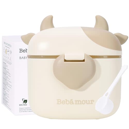 Bebamour Baby Formula Dispenser On The Go, Formula Container to Go, Formula Holder for Travel, Candy Fruit Snack Storage Container with Scoop and Leveller (Khaki)
