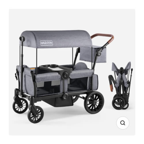 HARPPA | All-Terrain Wagon Stroller for 2 with Canopy – Foldable 2-Seat Wagon for Beach, Park & Camping Adventures