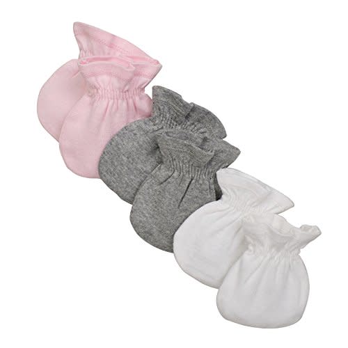 Burt's Bees Baby Baby Girls' Mittens, No-scratch Mitts, 100% Organic Cotton, Set of 3