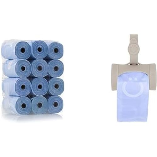 Ubbi On The Go Waste Disposal Bags Refills Value Pack, Lavender Scented, 12 Roll & Retractable On-the-Go Bag Dispenser for Baby Travel, Diaper Bag Accessory Must Have for Newborns