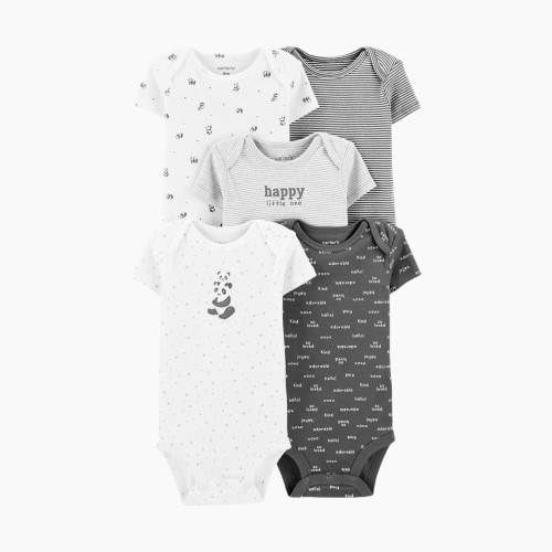 Carter's Short Sleeve Bodysuit (5 Pack) - Assorted Grey/Panda, 6M