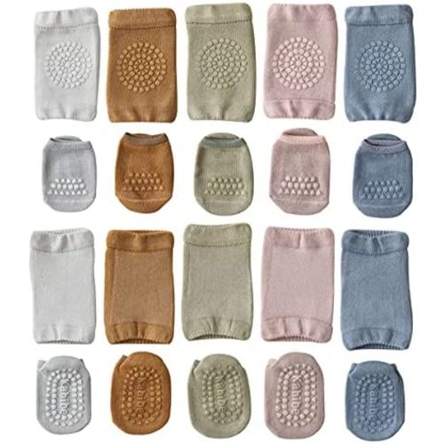 Unisex Toddler Non Slip Knee Pads and Socks Sets for Baby Boy Girls' Crawling Learn to Walk