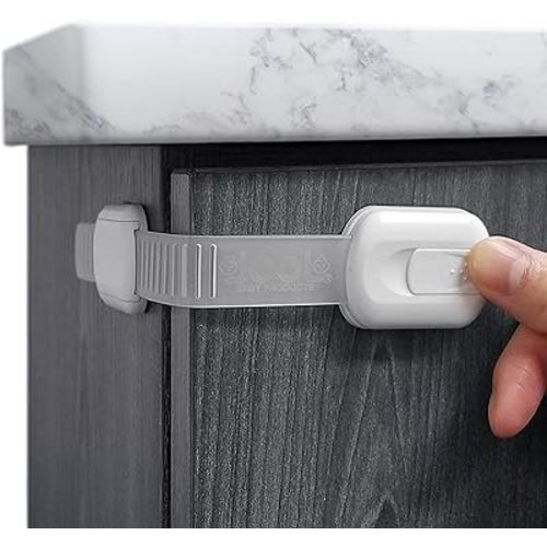Child Safety Strap Locks (4 Pack) Baby Proof Cabinets, Drawers, Fridge, Toilet & Trash Cans – 3M Adhesive Childproof Locks – Jool Baby