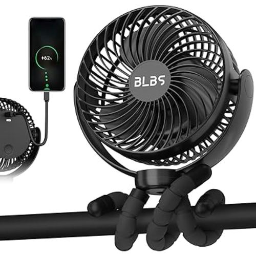 Stroller Fan - 65Hrs 12600mAh Rechargeable Fan, Timing Car Seat Fan, Portable Clip On Fan, Car Fan for Baby, Battery Operated Fan for Baby Stroller, Peloton, treadmill, Golf Cart, Beach, Bed, Dog