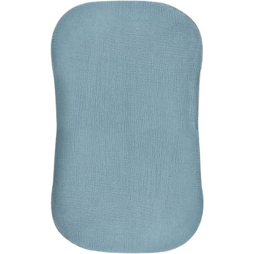 Muslin Baby Lounger Cover Soft Organic Cotton Slipcover Fits Newborn Lounger for Baby Boys and Girls (Blue)