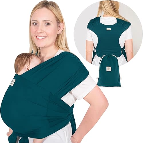 KeaBabies Baby Wrap Carrier Ring Sling - Easy to Wear, Adjustable D-Lite Baby Carrier Newborn to Toddler, Infant Carrying Shirt, Hands Free Bonding, Breathable Fabric Wearing Wrap (Peacock Green)