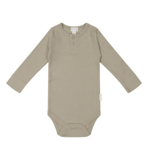 Organic Cotton Modal Long Sleeve Bodysuit - Rye