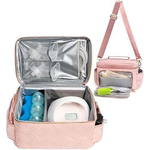 EliteMom Breast Pump Tote Bag (Patent Pending) - Stylish Pumping Bag with Shoulder Strap, Compatible with Spectra S1 S2 Gold & More with Cooler for Working Moms