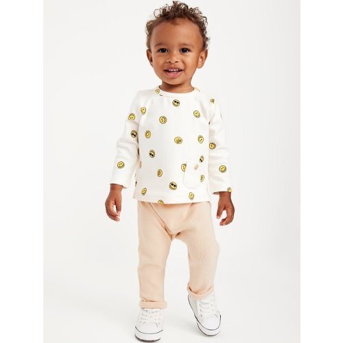 Printed Buttoned-Pocket T-Shirt and Cozy-Knit Pants Set for Baby